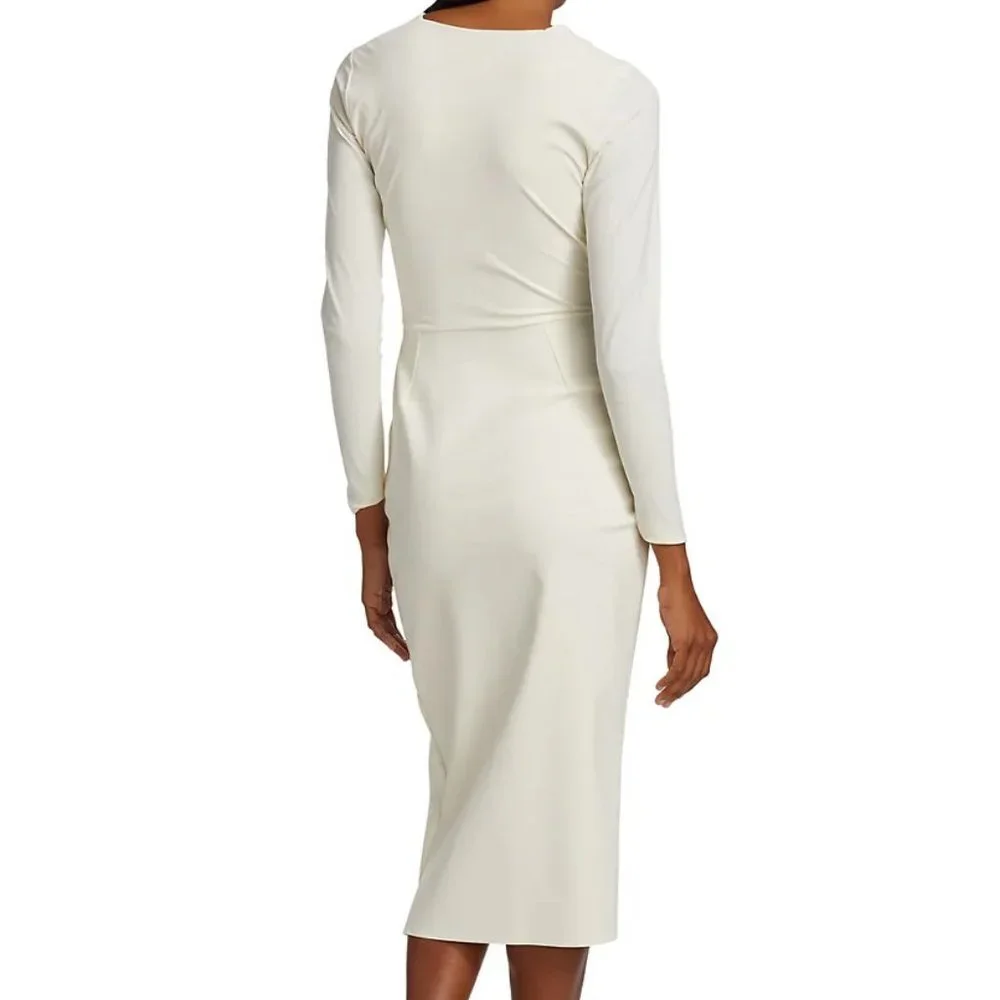 NWT$750 Chiara Boni La Petite Robe Jodene Pleated Wrap Midi Dress 46 10 - Picture 6 of 14